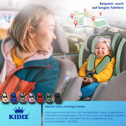 KIDIZ® Autokindersitz Triangle Premium Kindersitz Kinderautositz | Autositz Sitzschale | 9 kg - 36 kg 1-12 Jahre | Gruppe 1/2/3 | universal | zugelassen nach ECE R129/03 | mit Isofix - Meloni2