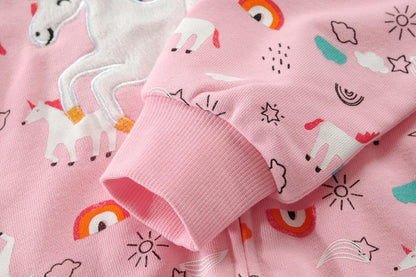EULLA Children's Girls' Zip Up Hoodie Sweat Jacket Hooded Jacket Hooded Jacket Hoodie Long Sleeve Cotton Unicorn Pullover Hoodie Sweatshirt with Zip 92 98 104 110 116 122