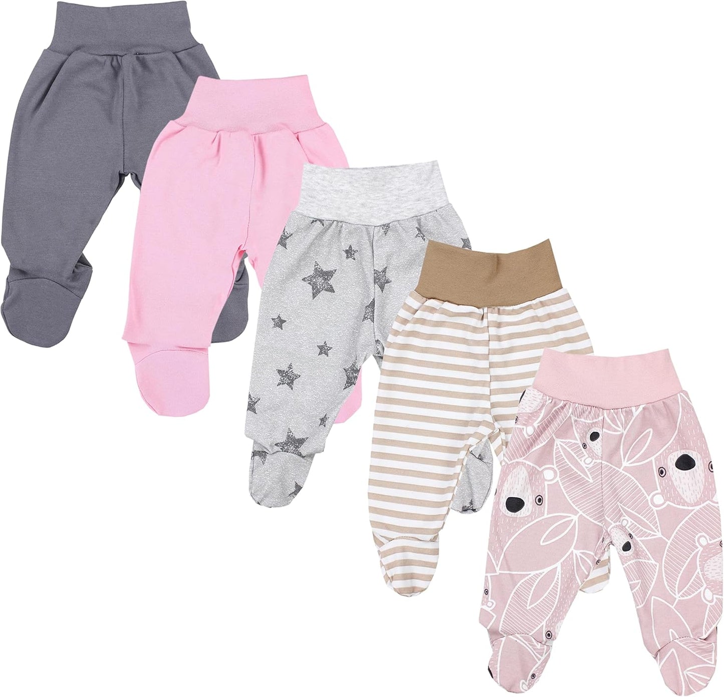 TupTam Baby Unisex Pants with Foot Colourful 5-Pack 