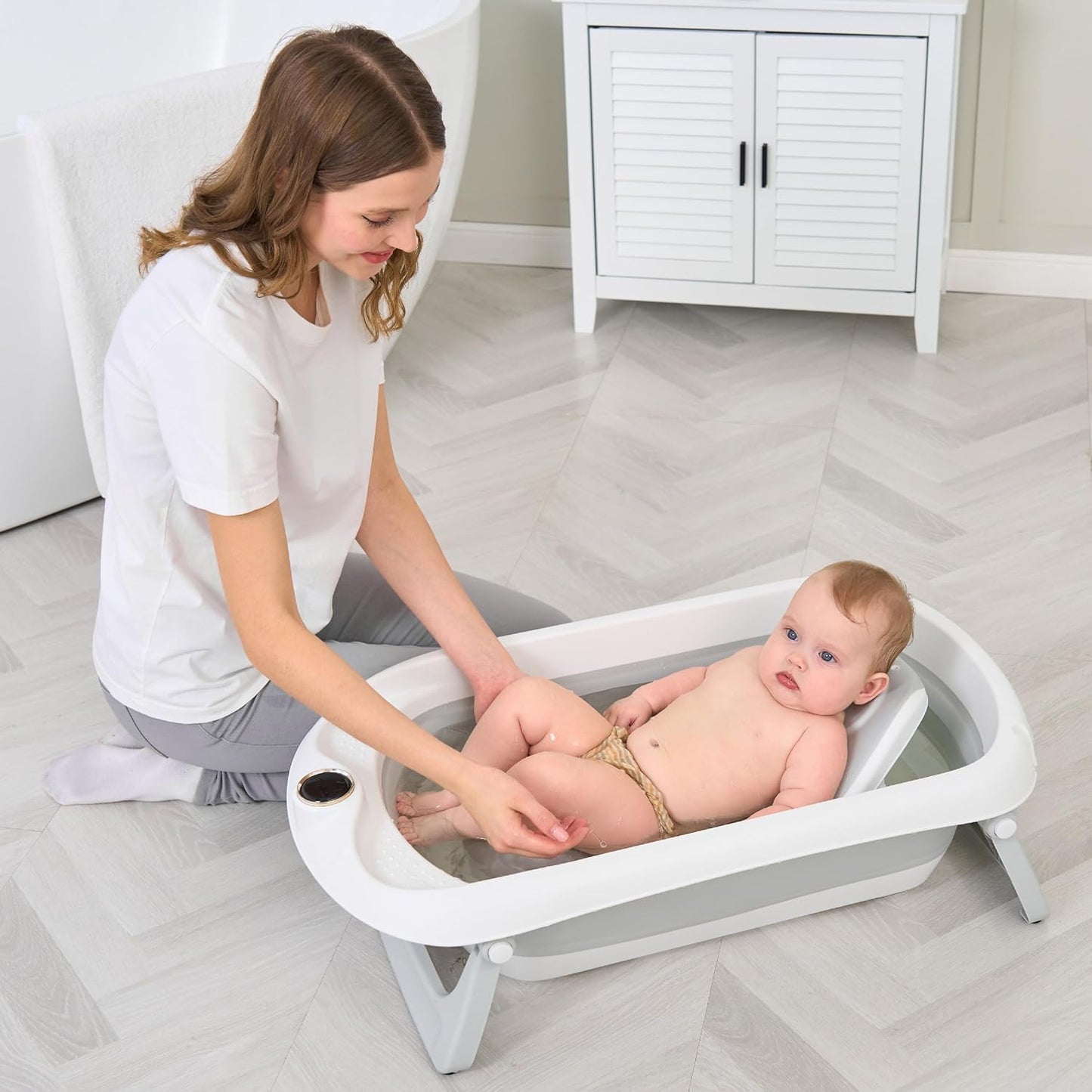 Faltbar Baby Badewanne Mit Rutschfestem Badewannensitz - Babywanne Xxl Mit Badethermometer - Von Der Geburt Bis 3 Jahre - Baby Bathtub - Babygeschenk - Geburtsgeschenke Für Mädchen & Jungen