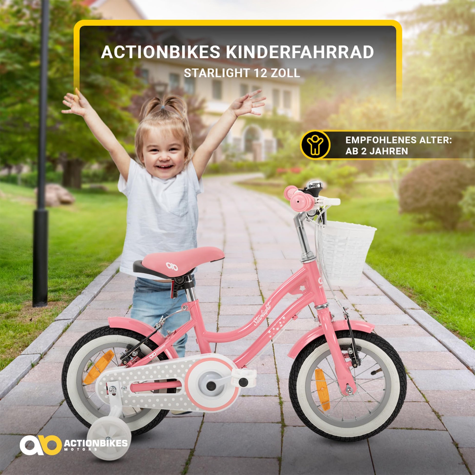Actionbikes Kinderfahrrad Starlight | 12 16 20 Zoll - V-Brake Bremsen - Fahrrad für Kinder von 2-9 Jahren - Schutzblech v. / h - Kinder Fahrrad für Mädchen & Jungen - Fahrräder - Bicycle - Kinderrad - Meloni2