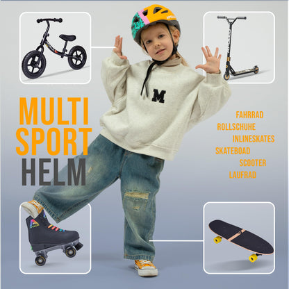 Apollo Kinder Fahrradhelm, Helm für Kinder & Jugendliche, Multisport Helm, Fahrradhelm Mädchen, Fahrradhelm Jungen, Kinderhelm ab 3 Jahre, Verstellbarer Kinder-Helm, ab Größe 48, für Fahrrad & Roller