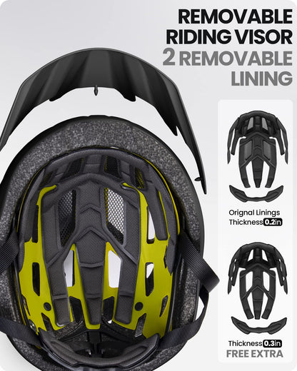 OutdoorMaster MIPS Bike Helmet - Two removable inner linings &amp; ventilation in multi-environment - Bike helmet in mountain, highway for youth &amp; adults 