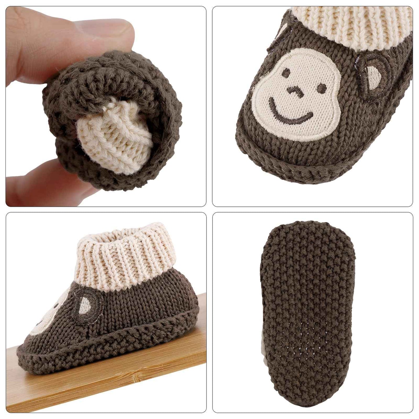 LACOFIA 2 Pairs Newborn Knitted Baby Shoes Soft Baby Boys Girls Ankle Boots 0-3 Months