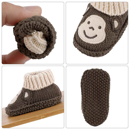 LACOFIA 2 Pairs Newborn Knitted Baby Shoes Soft Baby Boys Girls Ankle Boots 0-3 Months