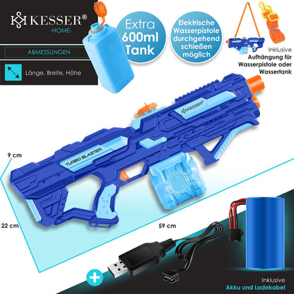 KESSER® Wasserpistole Elektrisch mit Akku Spritzpistolen 1000 ml große Wasserspritzpistole für Kinder und Erwachsene, 8m Reichweite, Wasserspielzeug inkl. Akku, Ladekabel & Extra-Tank Rot/Schwarz