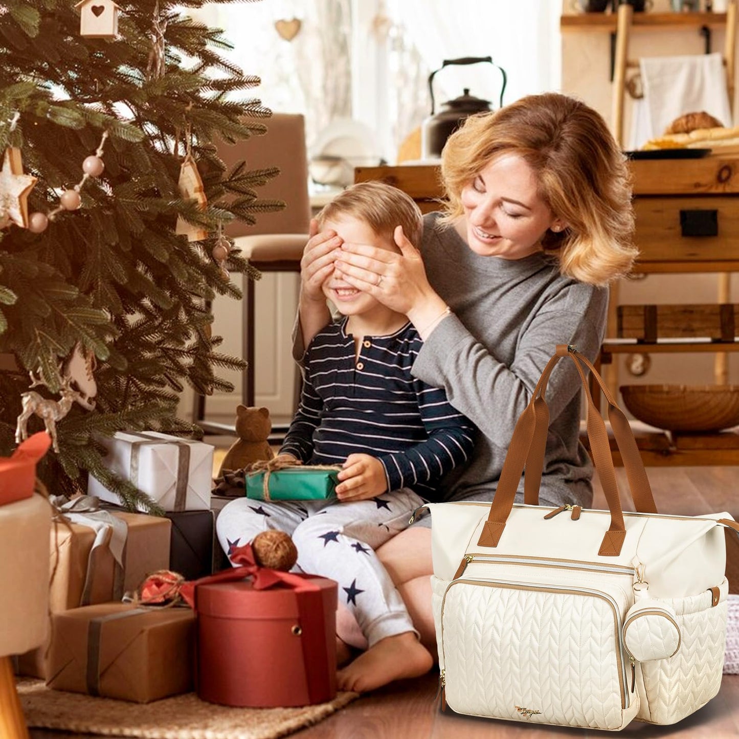 Wickeltasche mit Schnullertasche und Wickelunterlage, Wickelrucksack Multifunktions-Babytasche für Große Reisewindeltasche für Mama und Papa, isolierten Taschen-Dunkelblau