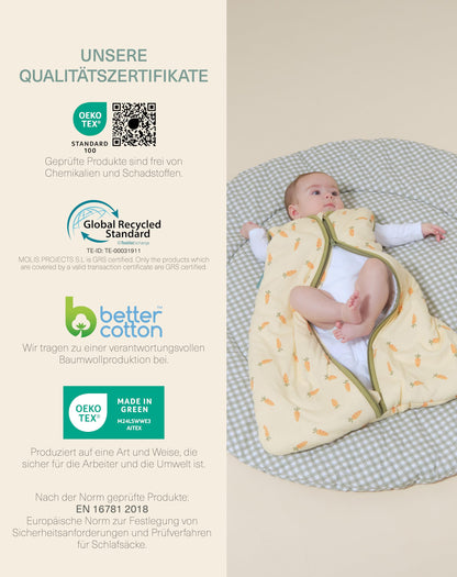 molis&co - Baby Sleeping Bag 2.5 TOG - All-Year Sleeping Bag - Baby Sleeping Bag Newborn - 100% Cotton (Oeko-Tex 100), Sleeveless Winter Sleeping Bag Padded - Premium Quality - Colima (70 cm)