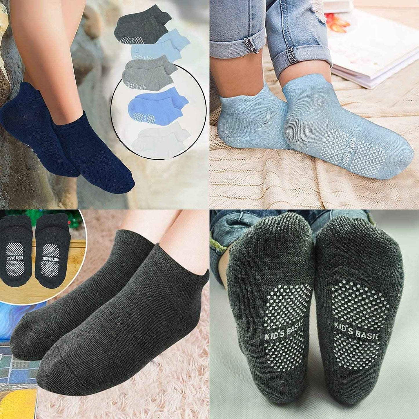 HYCLES Baby ABS Socks Children 0-7 Years 12 Pairs Stopper Socks Children Non-Slip Socks Child Boys Girls 23-26 27-30 Toddler Socks Baby