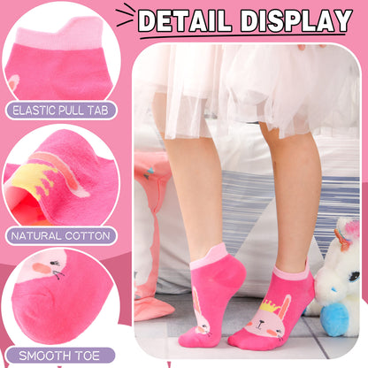 ANTSANG Kinder Lustige Socken Mädchen Sneaker Socken Kurze Einhorn Kindersocken Bunte Cartoon Baumwolle Kleinkind Socken 6 Paare