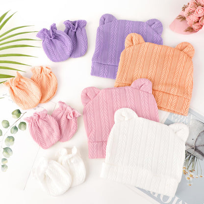 DRESHOW Newborn Baby Hat and Gloves Set Beanie Clothing Unisex Infant Hat Kindergarten Cap Baby Boys Girls 0-6 Months 