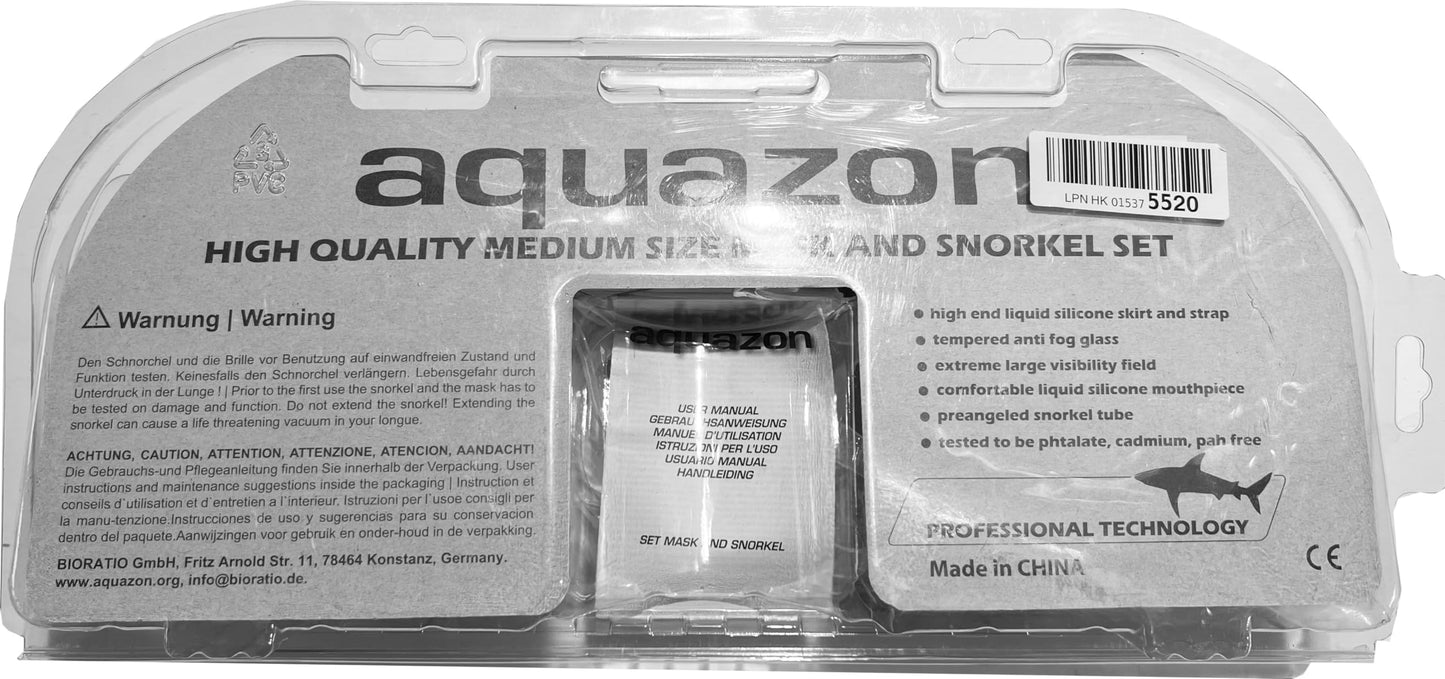 AQUAZON Capri extra Komfortables Kinder Schnorchelset, Taucherbrille mit superweichem Silikon, 7-12 Jahre, glasklarer Blick durch temperiertes Glas