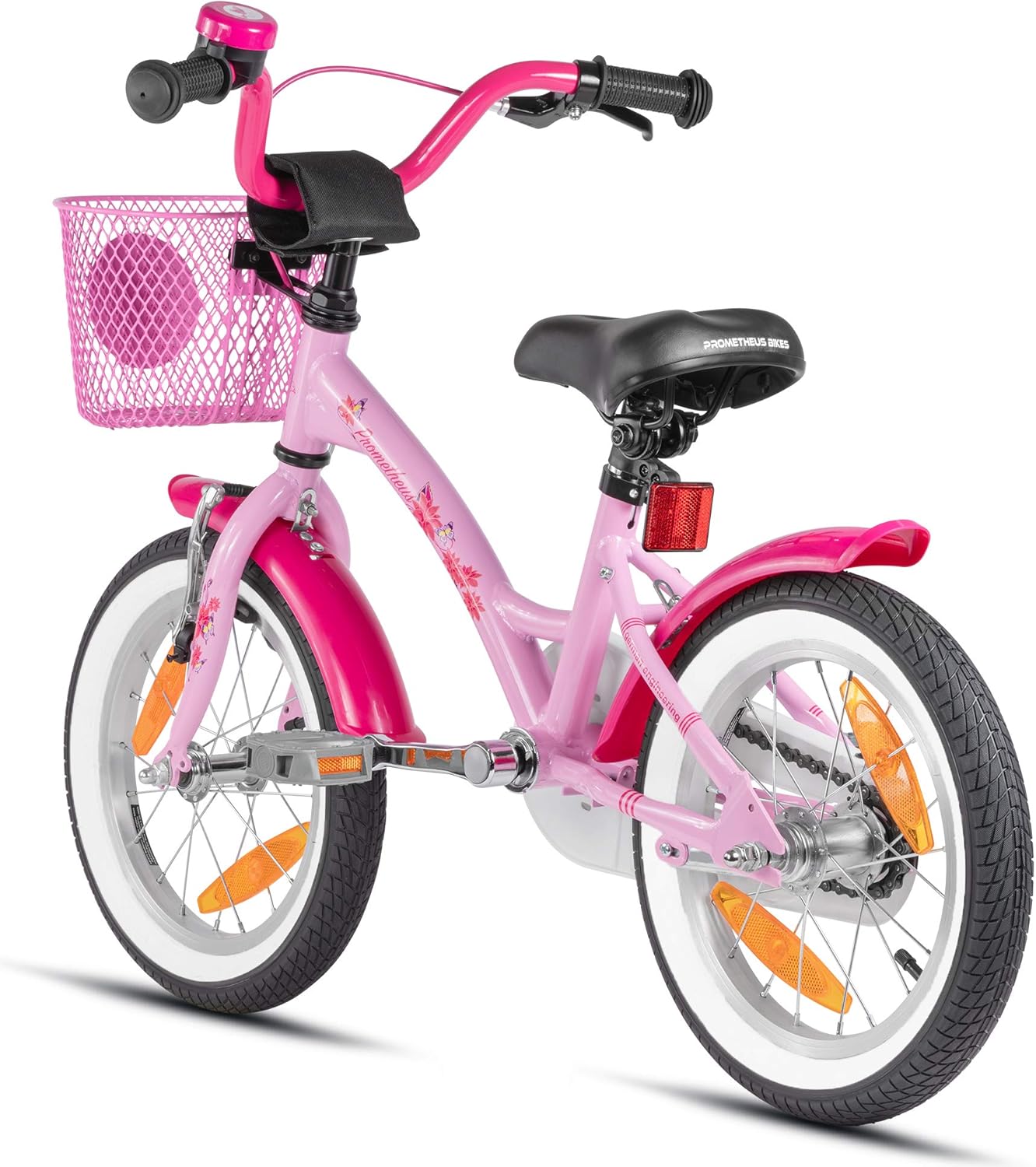 PROMETHEUS BICYCLES Kinderfahrrad ab 4 Jahren - Mädchenfahrrad 14 Zoll Kinder Fahrrad Mädchen Fahrrad Kinder mit Stützräder Rücktrittbremse in Rosa - Meloni2