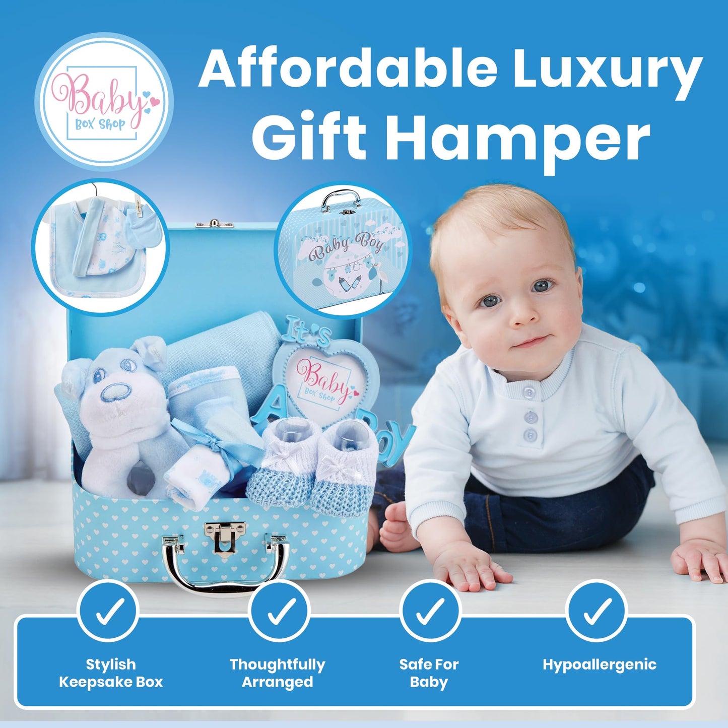 Box Shop Babyparty Mädchen Geschenk - 7 Baby Geschenkset, Für Neugeborenes, Zur Geburt - Rosa
