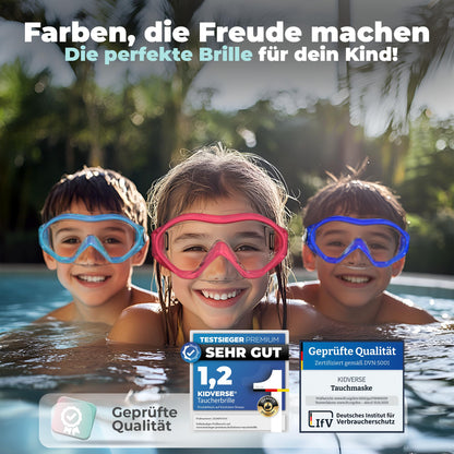 KIDVERSE Schnorchelset Kinder - Taucherbrille mit Schnorchel - Panorama Taucherbrille mit Nase - Kindertaucherbrille Alternative Schnorchelmaske