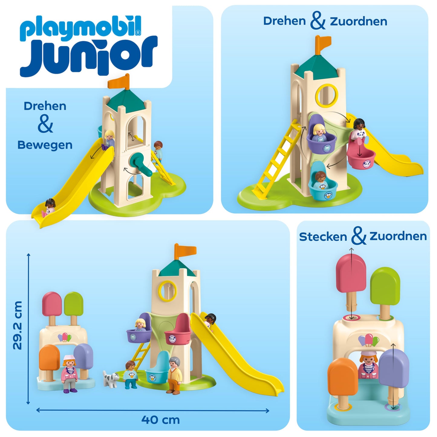 PLAYMOBIL JUNIOR | Erlebnisturm mit Eisstand | nachhaltiges Spielzeug aus biobasierten Kunststoffen | für Kinder ab 1 Jahr | 71703