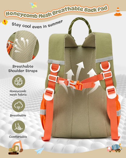 PROTAURI Kindergartenrucksack Mädchen 3-7 Jahre 11.6L Katze Hase, Rosa | mit Brustgurt reflektierend wasserabweisend leicht atmungsaktiv ergonomisch DIN A4 3D Patches 3D Tier Design