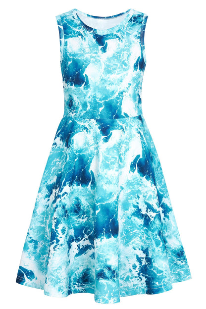 Mädchenkleid Schmetterling A-Linie Ärmelloses Sommerkleid Buntes Kleid 4-12 Jahre