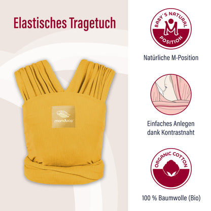 manduca Sling - Babytragetuch - Elastische Babytrage für Neugeborene von der Geburt bis zu 15 kg - Bio-Baumwolle - GOTS zertifiziert