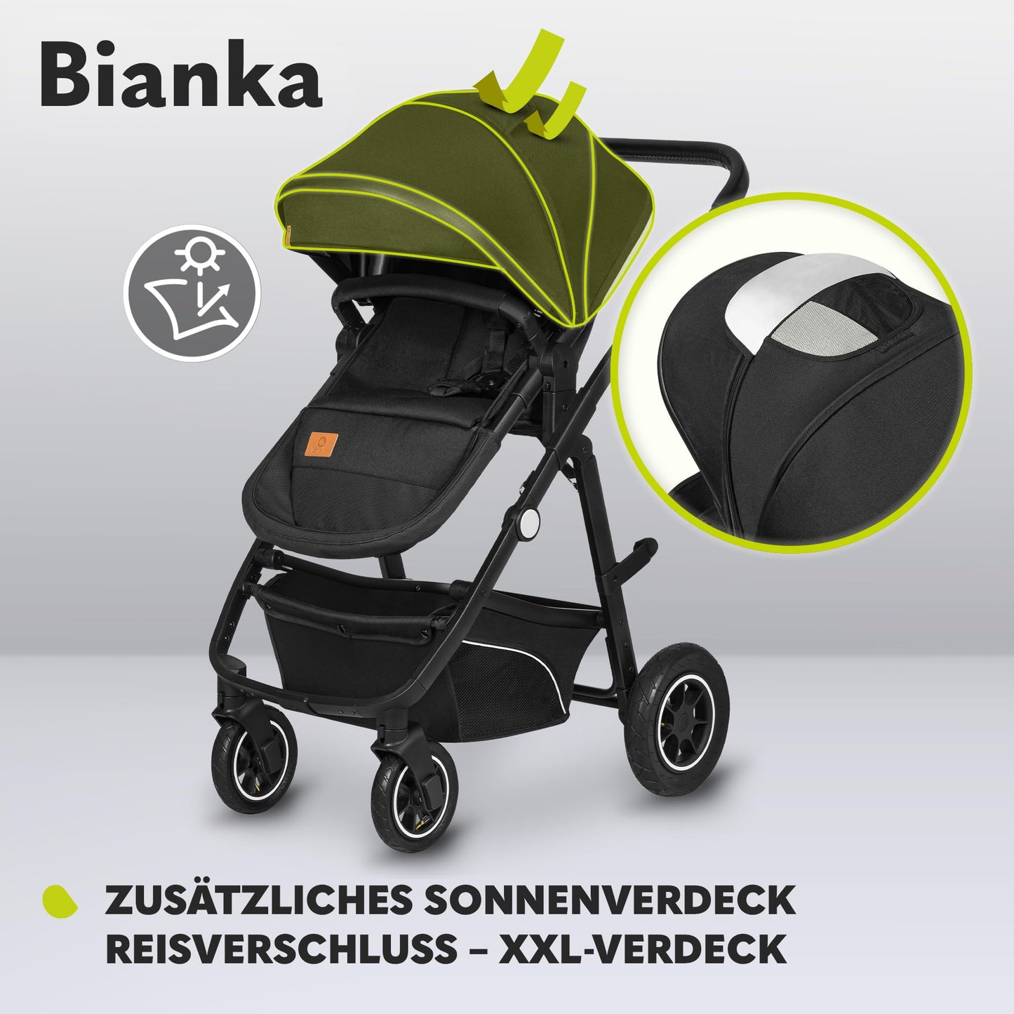 LIONELO BIANKA Children's Pushchair 3-in-1 (22 kg) Baby Carrycot (9 kg) Baby Seat (13 kg), Foldable, Travel System, Backrest Adjustment, Wheels 360o Shock Absorber, Hood XXL