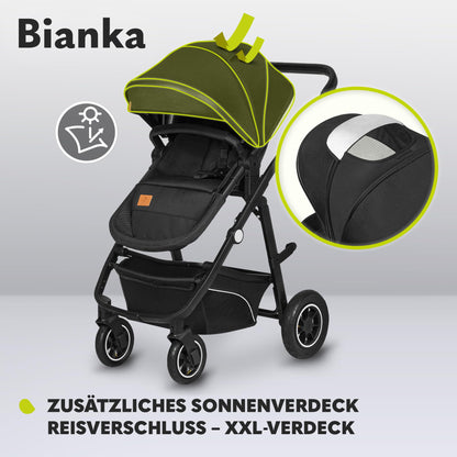 LIONELO BIANKA Children's Pushchair 3-in-1 (22 kg) Baby Carrycot (9 kg) Baby Seat (13 kg), Foldable, Travel System, Backrest Adjustment, Wheels 360o Shock Absorber, Hood XXL