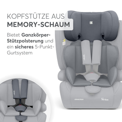 KikkaBoo i-Pass, Kindersitz 9–36 kg, Gruppe 1/2/3 Auto Kindersitz für Kinder 76–150 cm (15 Monate – 12 Jahre), i-Size, 13-fach verstellbare Kopfstütze, Schwarz - Meloni2