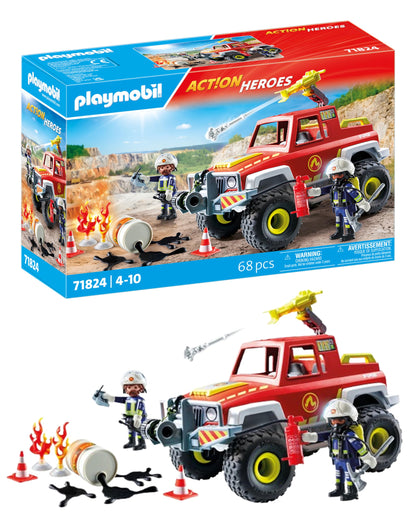 PLAYMOBIL Action Heroes 71464 Fire Boat with Aqua Scooter, Exciting Water Rescue, Includes Diving Goggles, Flippers and Life Jacket, Realistic Toy for Children from 4 Years