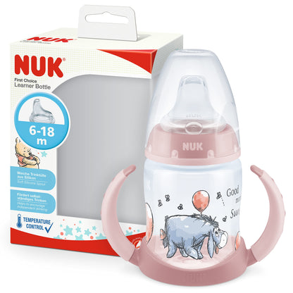 NUK First Choice+ Trinklernflasche | 6–18 Monate | 150 ml | Temperature Control Anzeige | Anti-Colic-Ventil | auslaufsichere Trinkschnabel | Ergonomische Griffe | BPA-frei | Disney Winnie Puuh blau - Meloni2