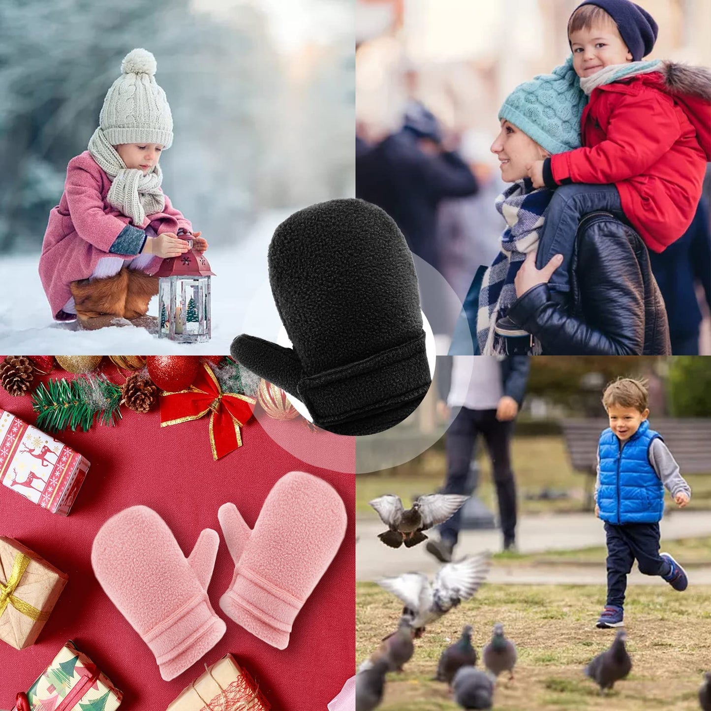 SEYUFN Baby Winter Gloves Fleece Lining Toddler Boys Warm Soft Baby Girls Adjustable Gloves Outdoor Gloves