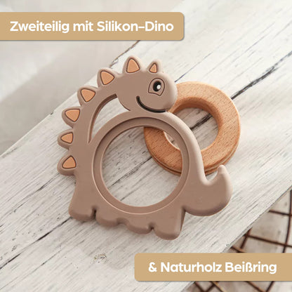 Schildkröte Beißring für Baby Natur Holz & Silikon Blau - Kauspielzeug, Zahnen-Hilfe & Greifling - Babyspielzeug Beissring Geschenk zur Geburt - Holz-Spielzeug nachhaltig, BPA-frei schadstofffrei