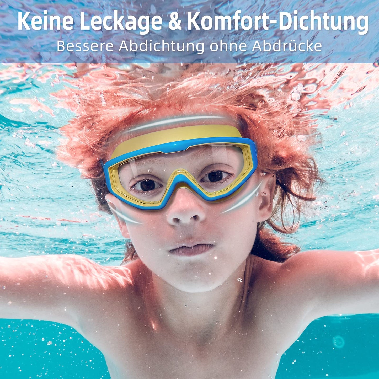 Water Space Swimming Goggles for Children 3-15, Panoramic View, Anti-Fog, No Leaking, Swimming Goggles for Swimming Pool and Beach