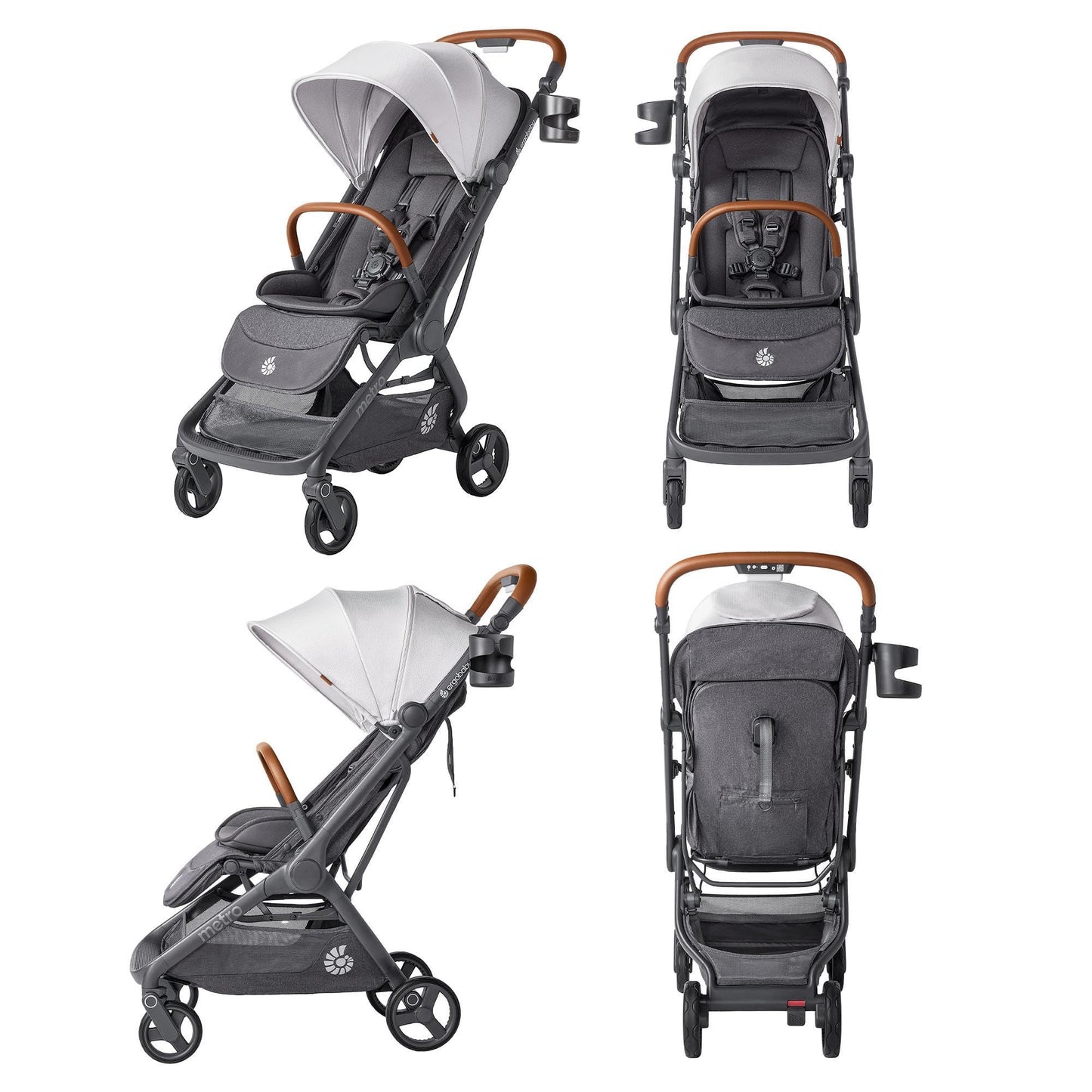 Ergobaby Metro3 Kinderwagen Buggy mit Liegefunktion, Baby-Buggy ab Geburt bis 22kg (0-4 Jahre), Zusammenklappbar und Autositz Kompatibel, höhenverstellbarer Griff, ergonomischer Sitz, Graphite Grey