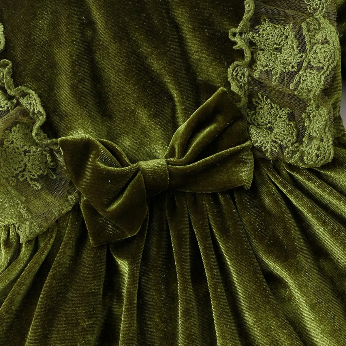 Baby Dress Girls Long Sleeve Lace A Line Princess Velvet Dress + Headband Wedding Festive Autumn Winter Clothing