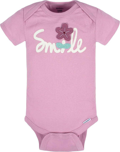 Baby-Mädchen 8er-Pack kurzärmlige Onesies-Bodys, Lavendelgarten, Neugeboren
