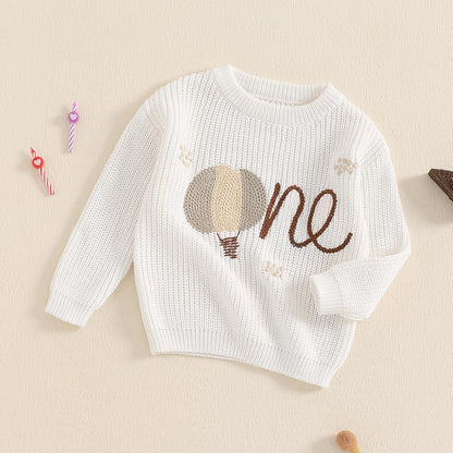 L&ieserram Baby Mädchen Jungen 1. Geburtstag Gestrickt Pullover Jumper Langarm Strickpullover Pulli Kleinkinder Kleidung Outfit Knitted Sweater 1 Jahr