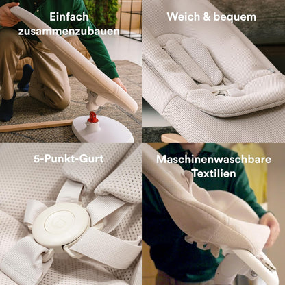 Stokke Yoga Baby Rocker & Swing, Light Sand - 2 Directions of Movement for Soothing & Stimulation of Babies up to 11 kg - With Newborn Pillow for Head Support - 3 Adjustable Positions
