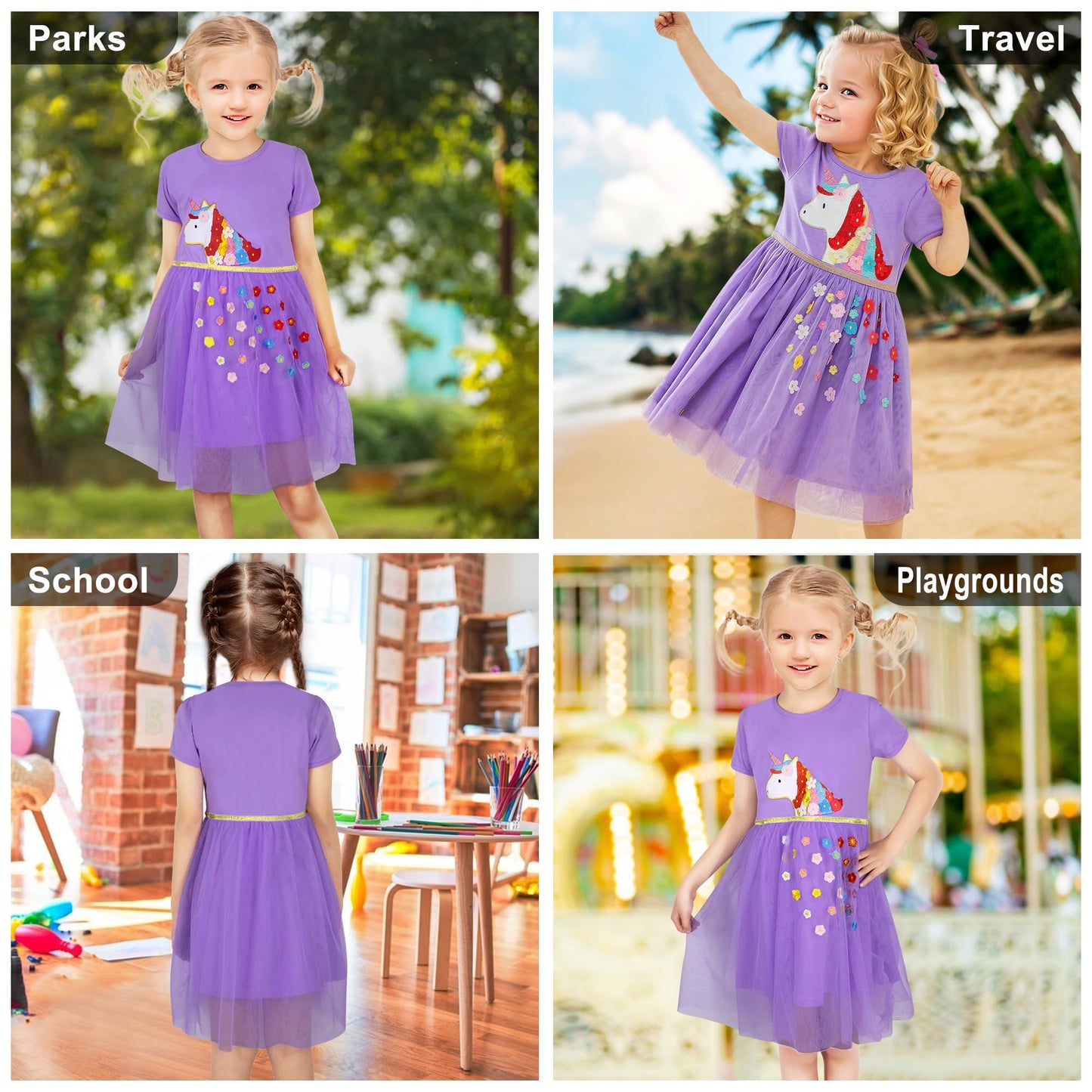 Baogaier Kleid Mädchen Pailletten Tüll Kleider Baumwolle Sommerkleid Sommer Frühling T-Shirt Tüllkleid Kinderkleid Gr. 92-122