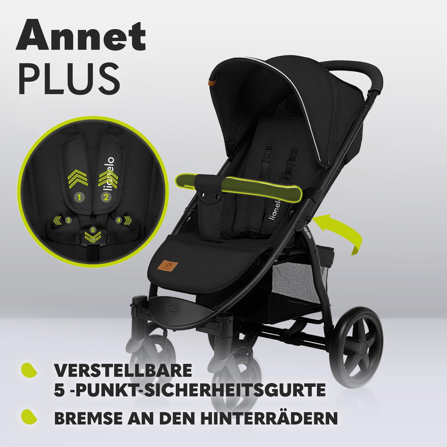 LIONELO Annet Plus Buggy up to 22 kg with Reclining Function, Small Folding Pushchair with Accessories, EVA Foam Wheels, Mosquito Net, Foot Cover Drink Holder, Basket Dreamin