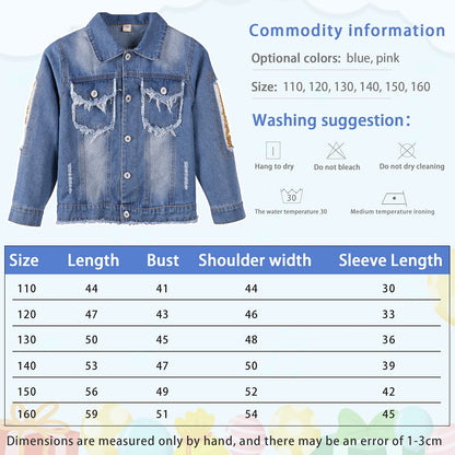 Amur Leopard Kids Girls Denim Jacket Cotton Denim Jacket Cute Children Spring Autumn Jacket 