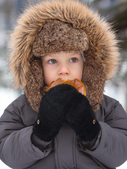 Geyoga 3er Pack Fingerlose Handschuhe mit Klappe Damen Winter Halbfinger Fäustlinge Handschuhe für Kinder