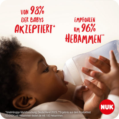 NUK First Choice+ Babyflaschen Starter Set | 0–6 Monate | 4 Flaschen mit Temperature Control & Flaschenbox | Anti-Colic Air System | BPA-frei | Disney Winnie Puuh - Meloni2