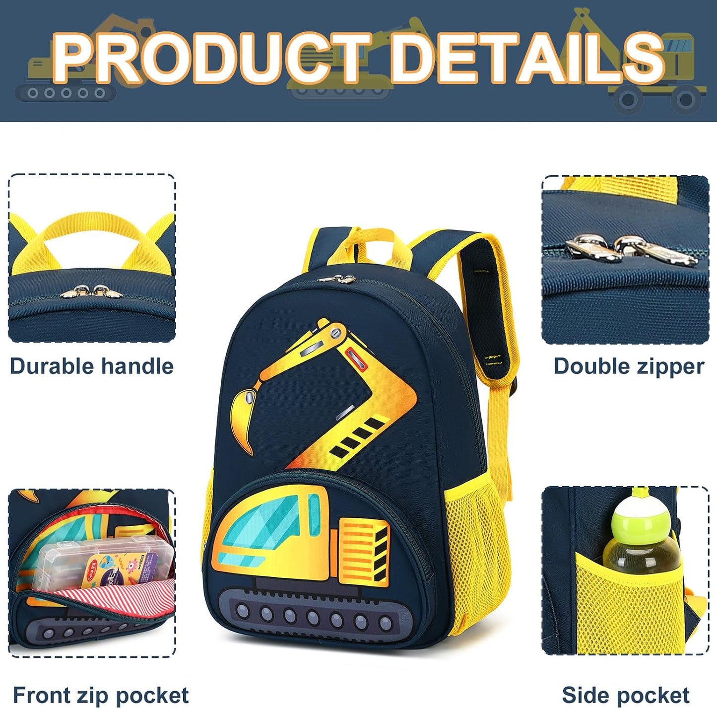 Kinderrucksack Jungen Kinder Rucksack Tagesrucksack Vorschulrucksack Kindergartentasche Schulrucksack für Schule Kita 38cm 3-8Y