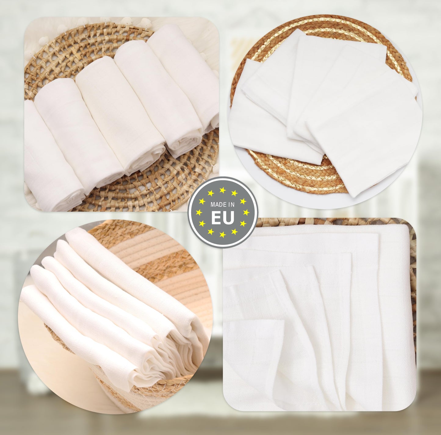 FENSILO - Mulltücher - Mullwindeln - 10er Pack 70x80 cm - Stoffwindeln, Made IN EU, schadstoffgeprüft - Spucktücher Set für Mädchen – Baby Mullwindeln- Rosa - Oeko-TEX Zertifiziert