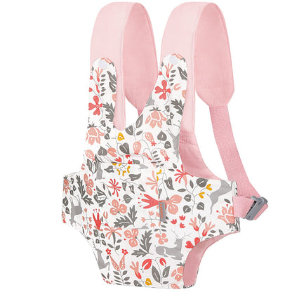 GAGAKU Puppentrage ab 3 Jahre Bauchtrage Babypuppen Zubehör Schultergurte Babytrage Puppe Kleinkind Puppentragetasche Stofftiertrage Kuscheltierträger - Rose - Kaninchengarten