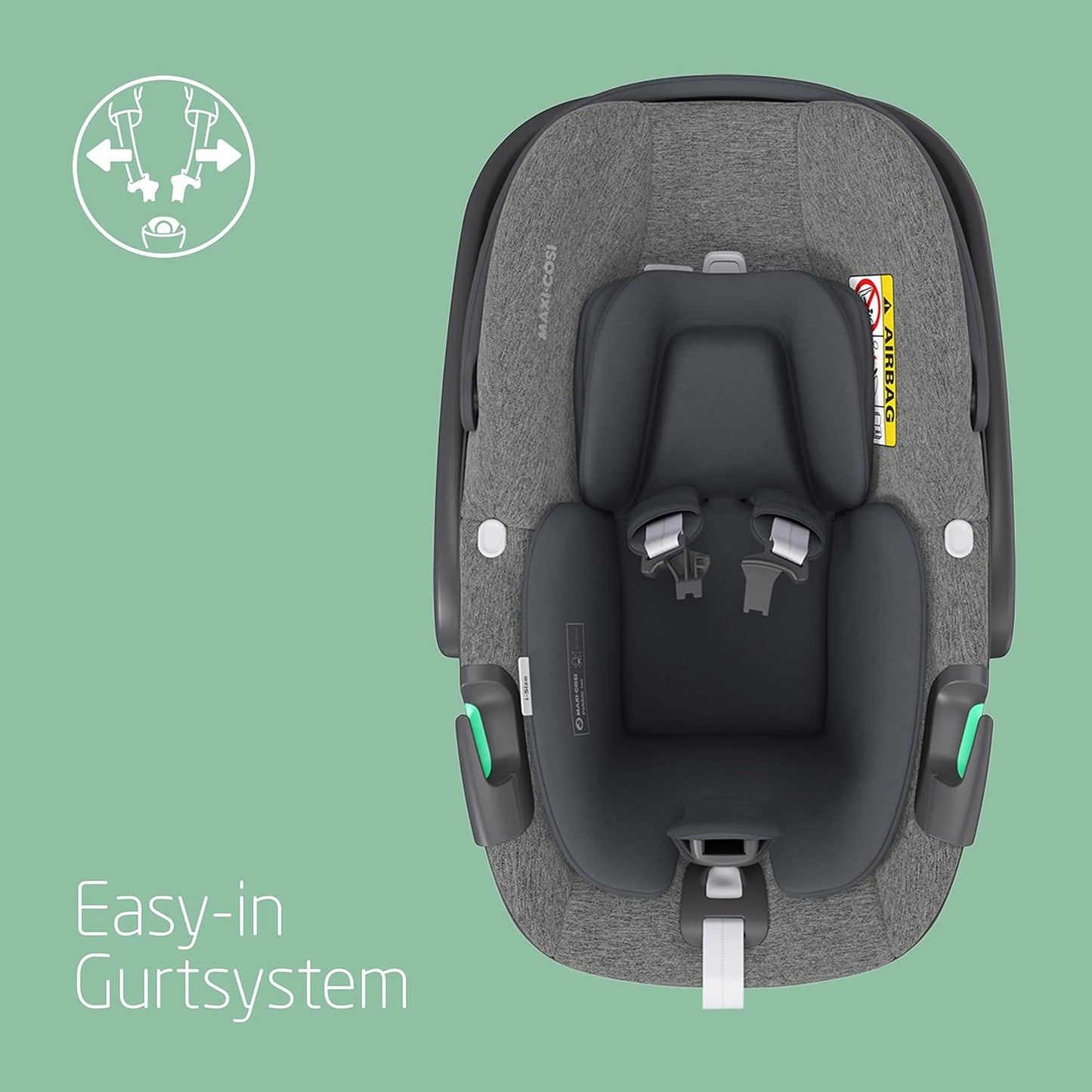 Maxi-Cosi Pebble 360 i-Size Babyschale Drehbar, Neugeborenen Autositz 360 Grad, 0–15 Monate (40–83 cm), Drehung mit einer, ClimaFlow, Easy-In-Gurt, G-CELL Seitenaufprallschutz, Select Grey - Meloni2