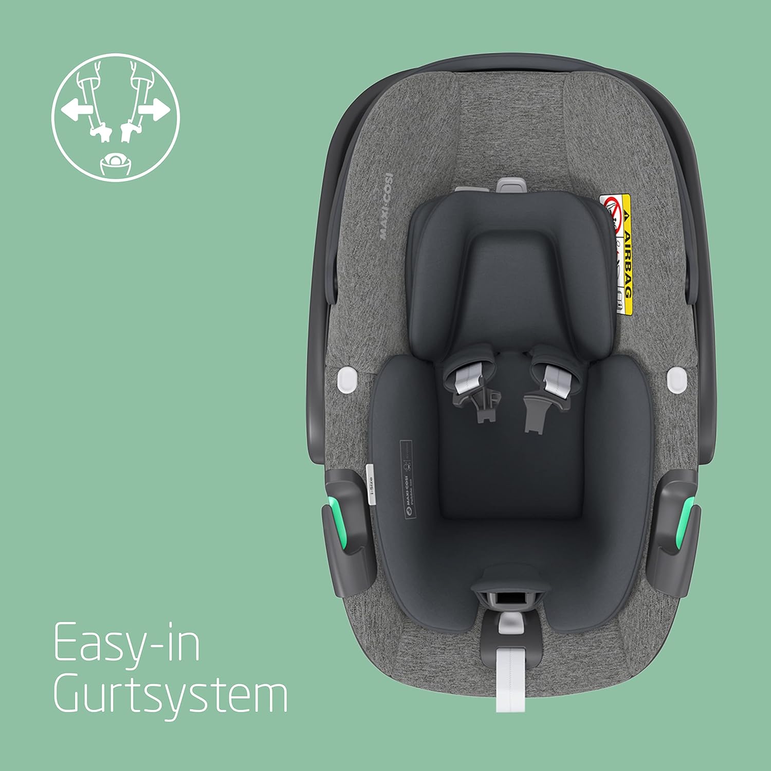 Maxi-Cosi Pebble 360 i-Size Babyschale Drehbar, Neugeborenen Autositz 360 Grad, 0–15 Monate (40–83 cm), Drehung mit einer, ClimaFlow, Easy-In-Gurt, G-CELL Seitenaufprallschutz, Select Grey - Meloni2
