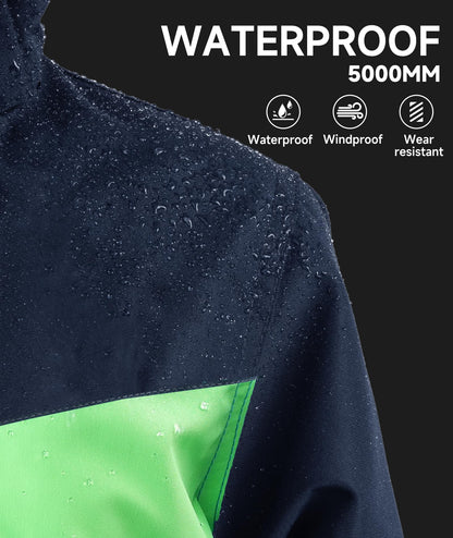 YOUNGSOUL Kinder Wind und Wasserdicht Regenjacke mit Farbblock