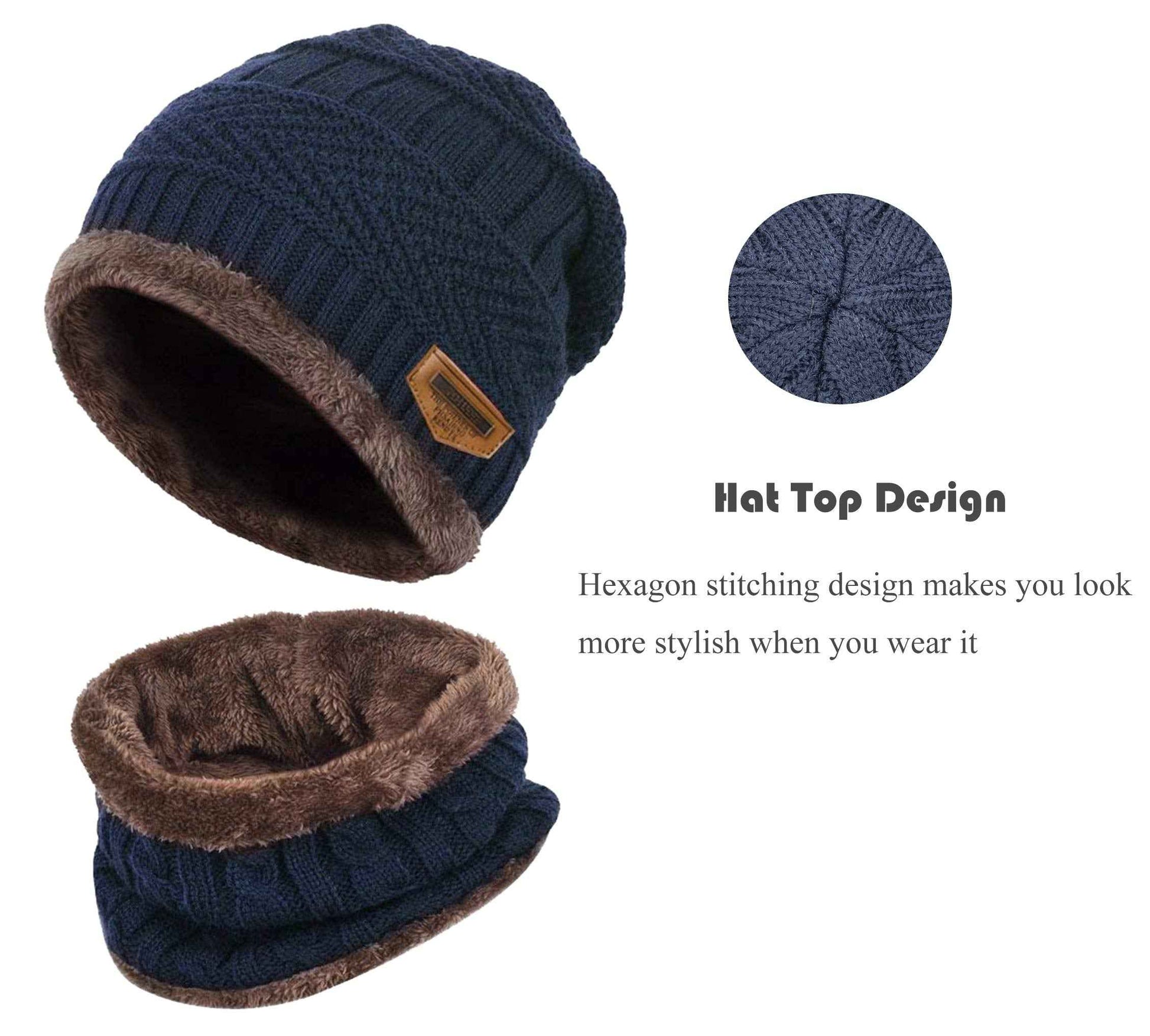 K.tchard Children’s Winter Hat, Beanie Hat with Scarf Set, Slouchy Knitted Hat, Warm Knitted, Skull Cap, Fleece Lining Hat 2–8 Years
