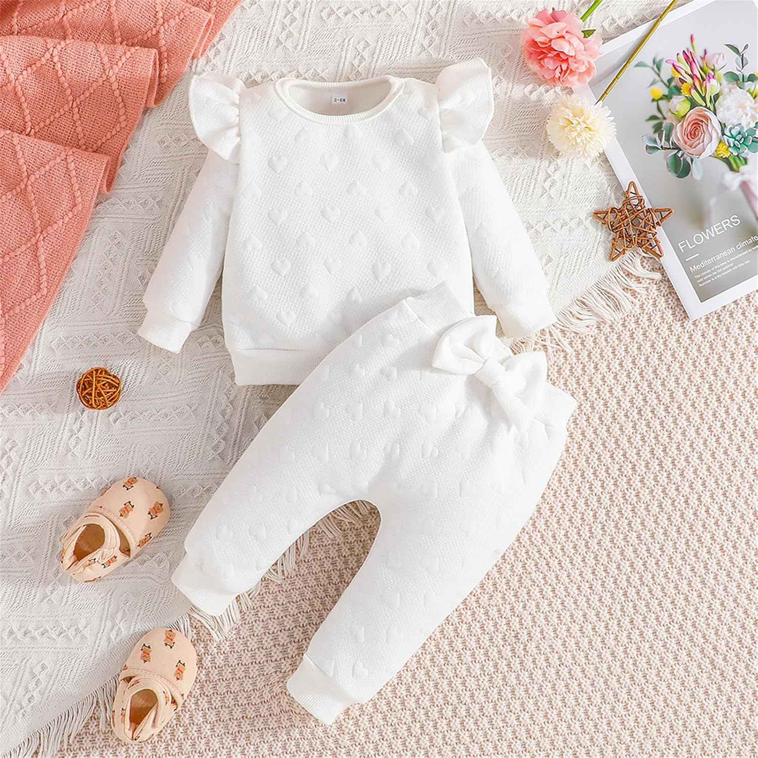 Toddler Baby Girl Outfits Long Sleeve Sweatshirt Top Trousers with Bow Tie Toddler Autumn Winter Clothing Set