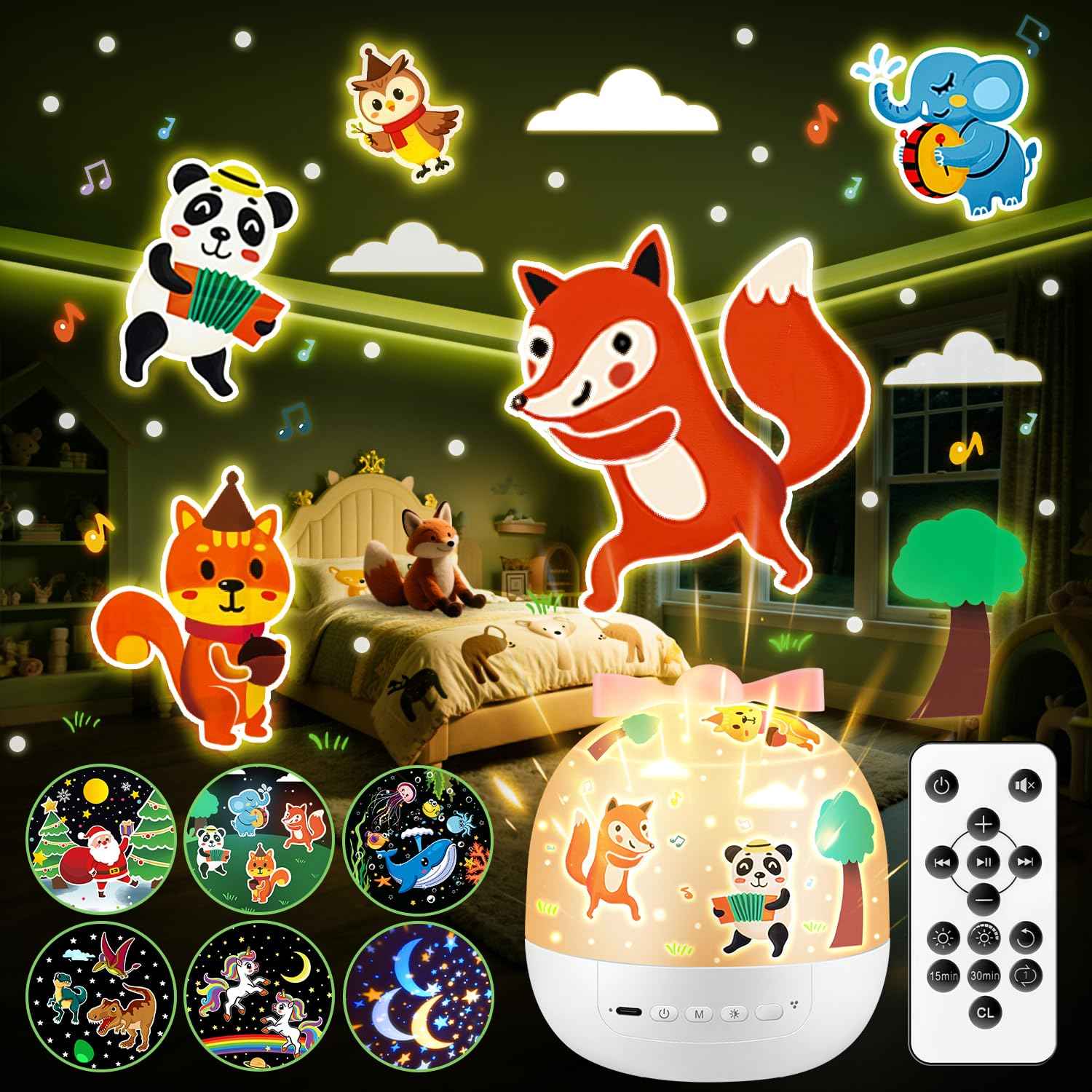 Sternenhimmel Projektor Kinder mit 15 Film, Nachtlicht Kinder Nachtlicht Baby, Bluetooth Sternenprojektor Galaxy Projektor, Geschenke für Mädchen Kinder Geschenke Mädchen, Kinderzimmer Deko
